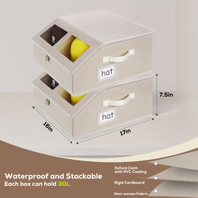 RZMAYIS hat storage 2-pack beige, open divider, adjustable Velcro for customization.