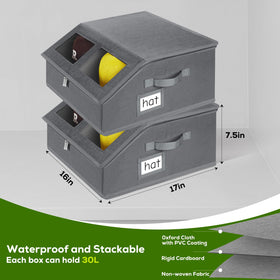 Reinforced cardboard support provides sturdy organization for hats and accessories