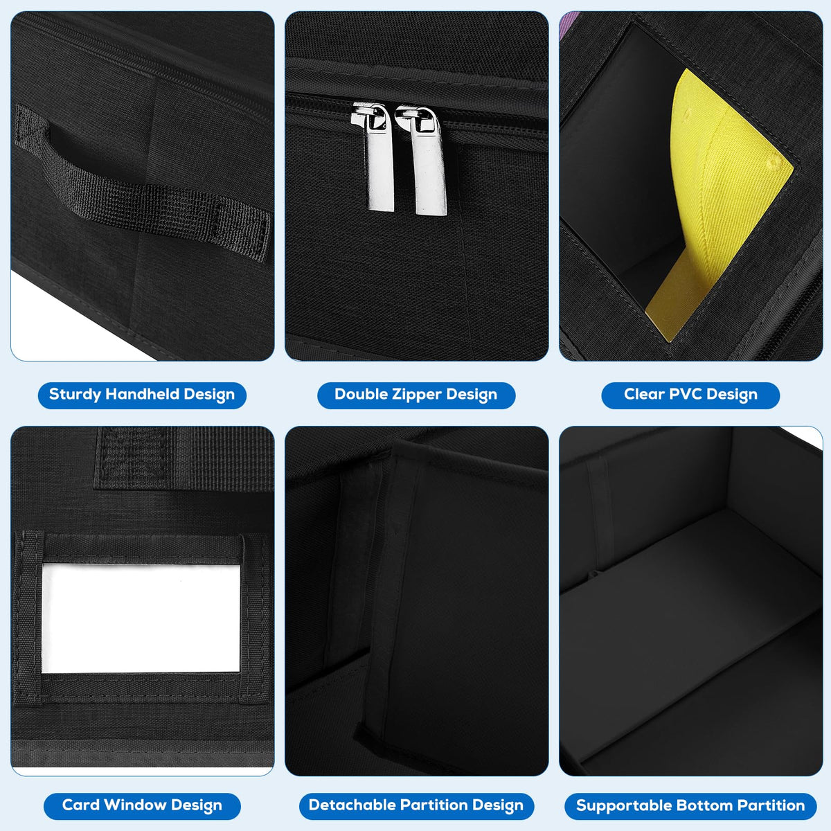 RZMAYIS adjustable Velcro divider adapts space for various hat types.