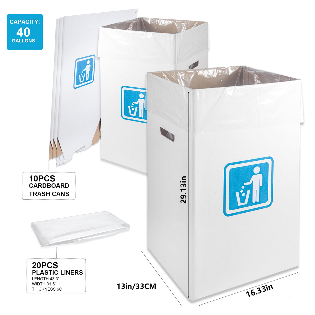 rzoixuur trash cans with interlocking flaps for quick setup