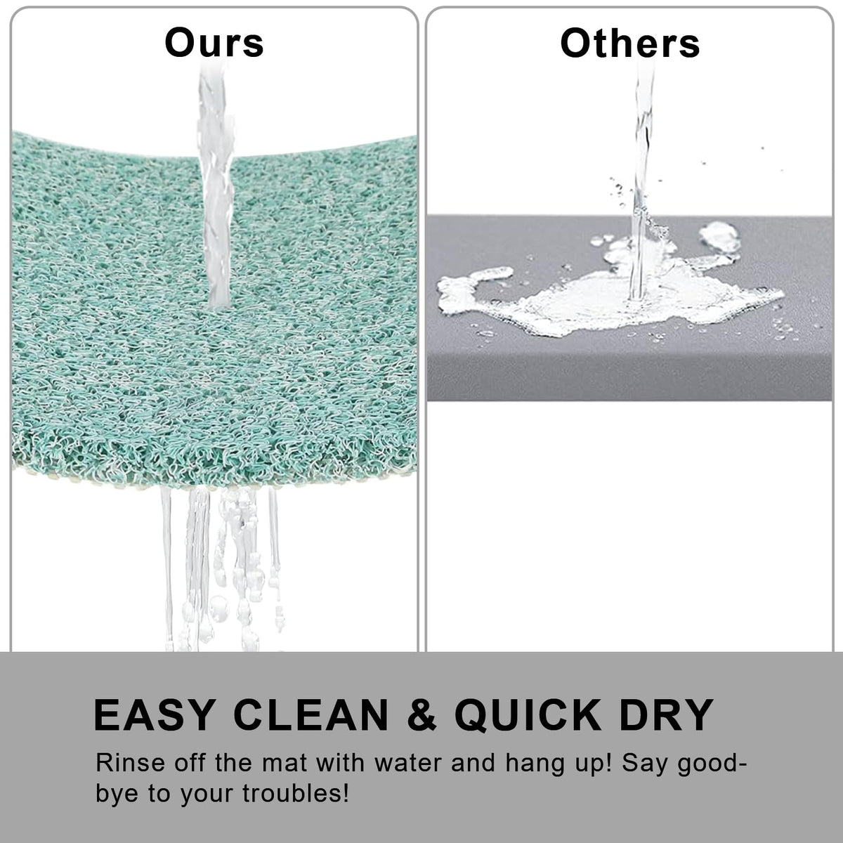 Rzoysia drainage holes prevent pooling and odors for quick drying.