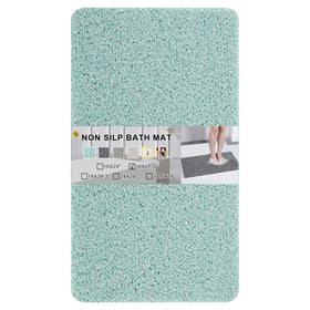 Rzoysia non-slip bathtub mat in blue with loofah texture for secure grip.