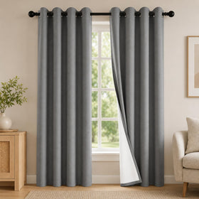 SABALANICA 2-panel blackout curtains charcoal gray front view with total light blockage
