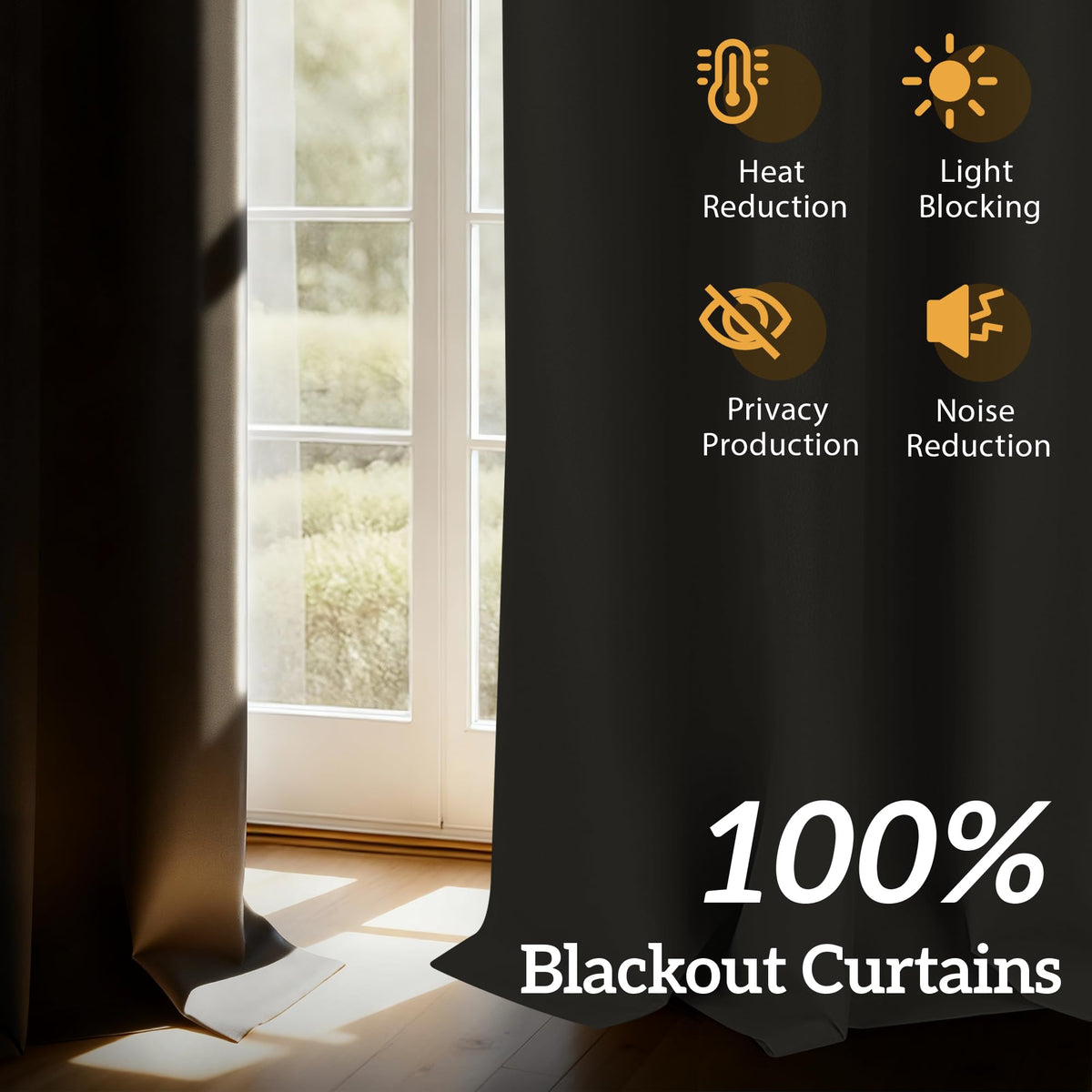 SABALANICA blackout curtains charcoal gray side view for easy daily operation