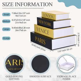 Sabary decorative book boxes in varied sizes for organized display on shelves