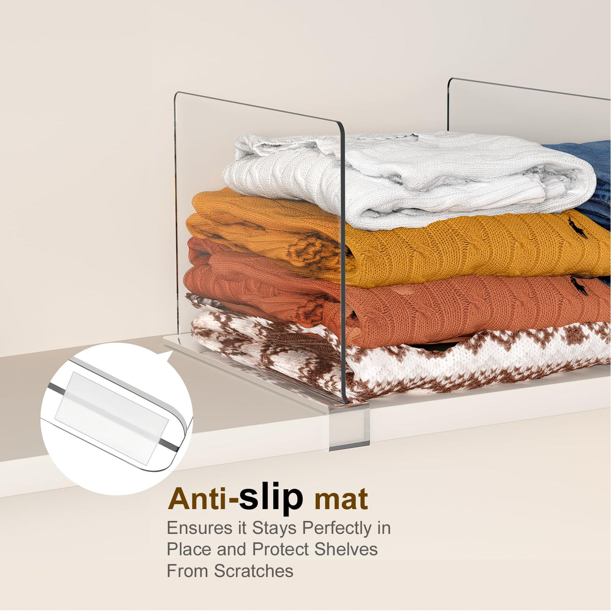 Minimalist transparent design blends with any shelving style.