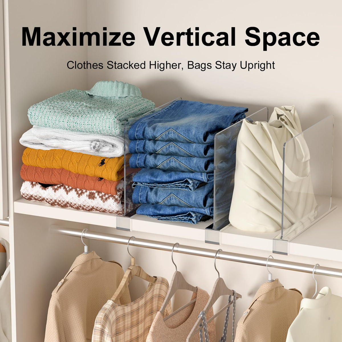 Saccik vertical storage keeps wallets upright and stacks stable.
