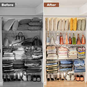 Saccik pantry organizers keep snacks neatly separated and accessible.