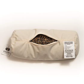 Firm, supportive cylindrical shape cradles neck during reading or lounging.
