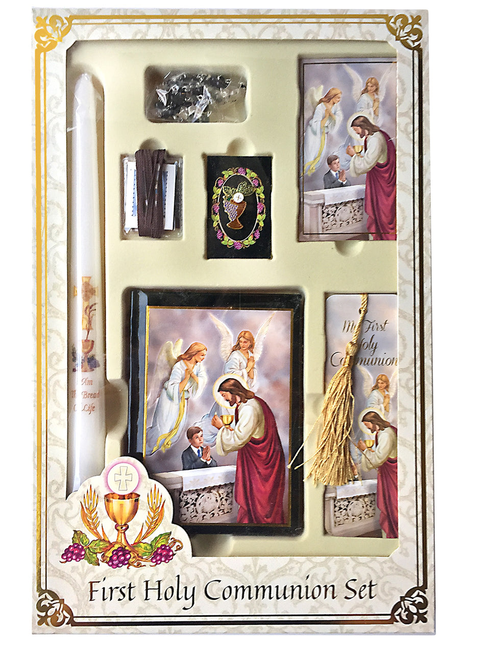 Sacred Traditions boys blessed sacrament candle for First Communion moments