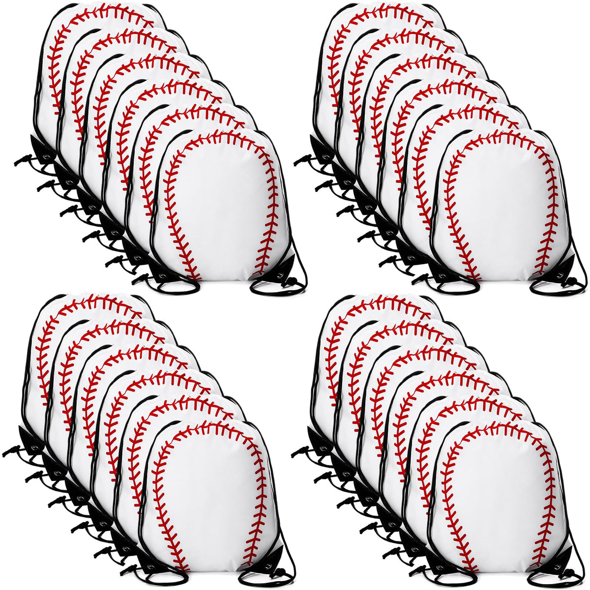 Sadnyy baseball drawstring bag front view with white background and red pattern, ideal as team gifts