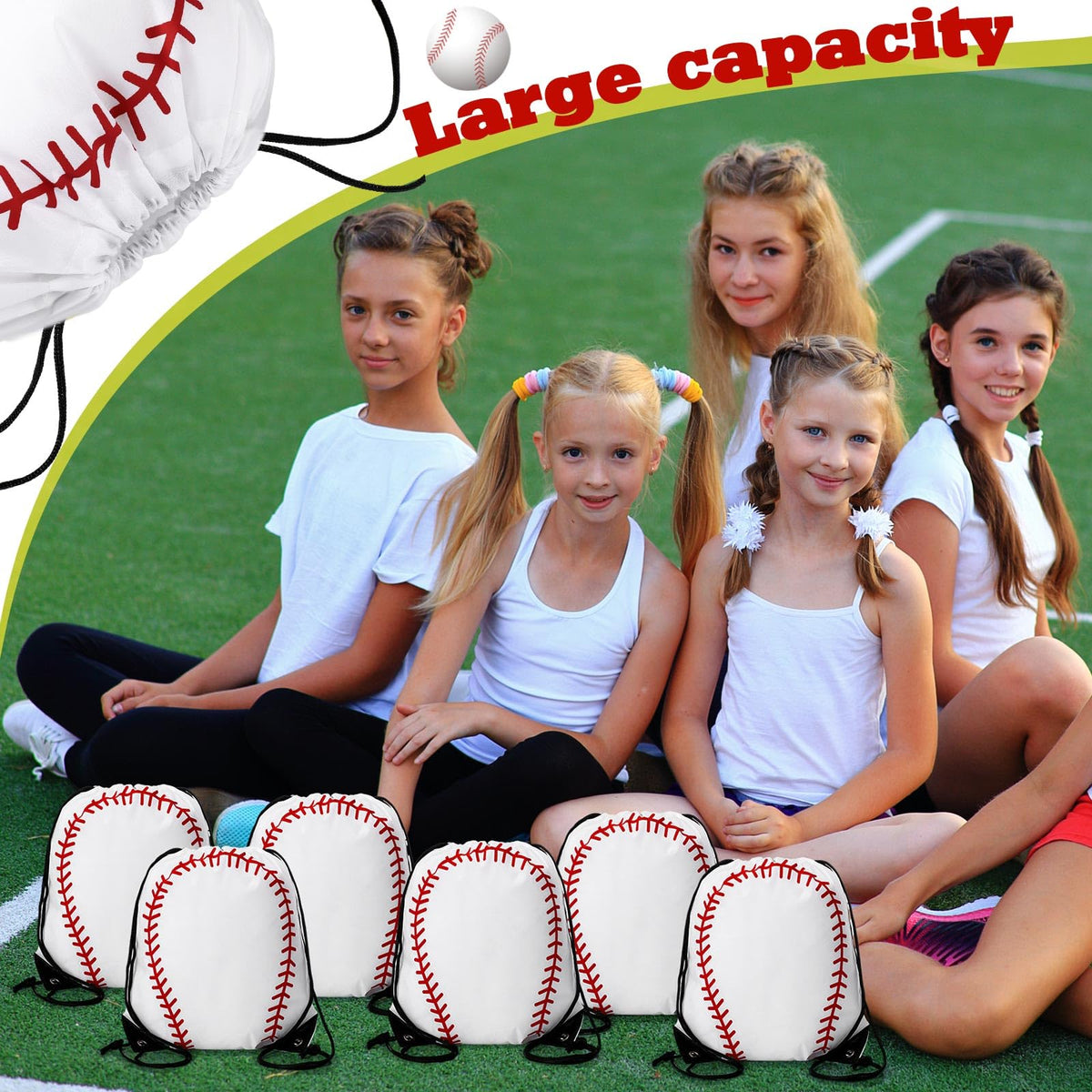 Sadnyy baseball drawstring bags in-use at a team event demonstrating practical gift idea