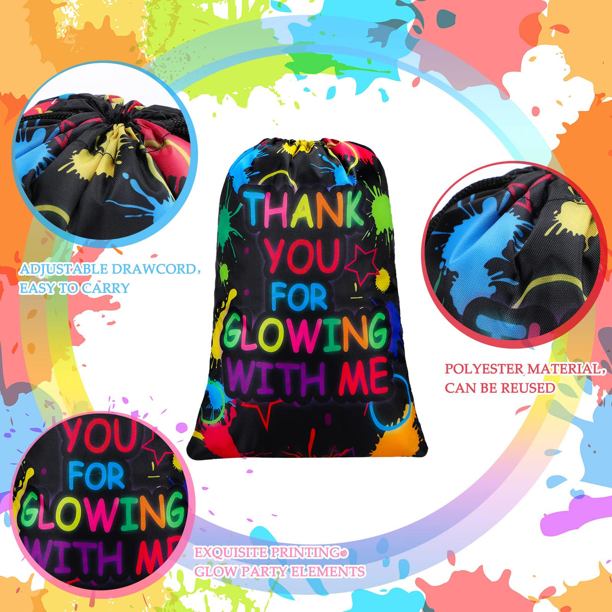 Sadnyy drawstring bag open closures demonstrate convenient access during events
