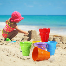 Sadnyy rainbow galvanized buckets collection adds color to event décor.