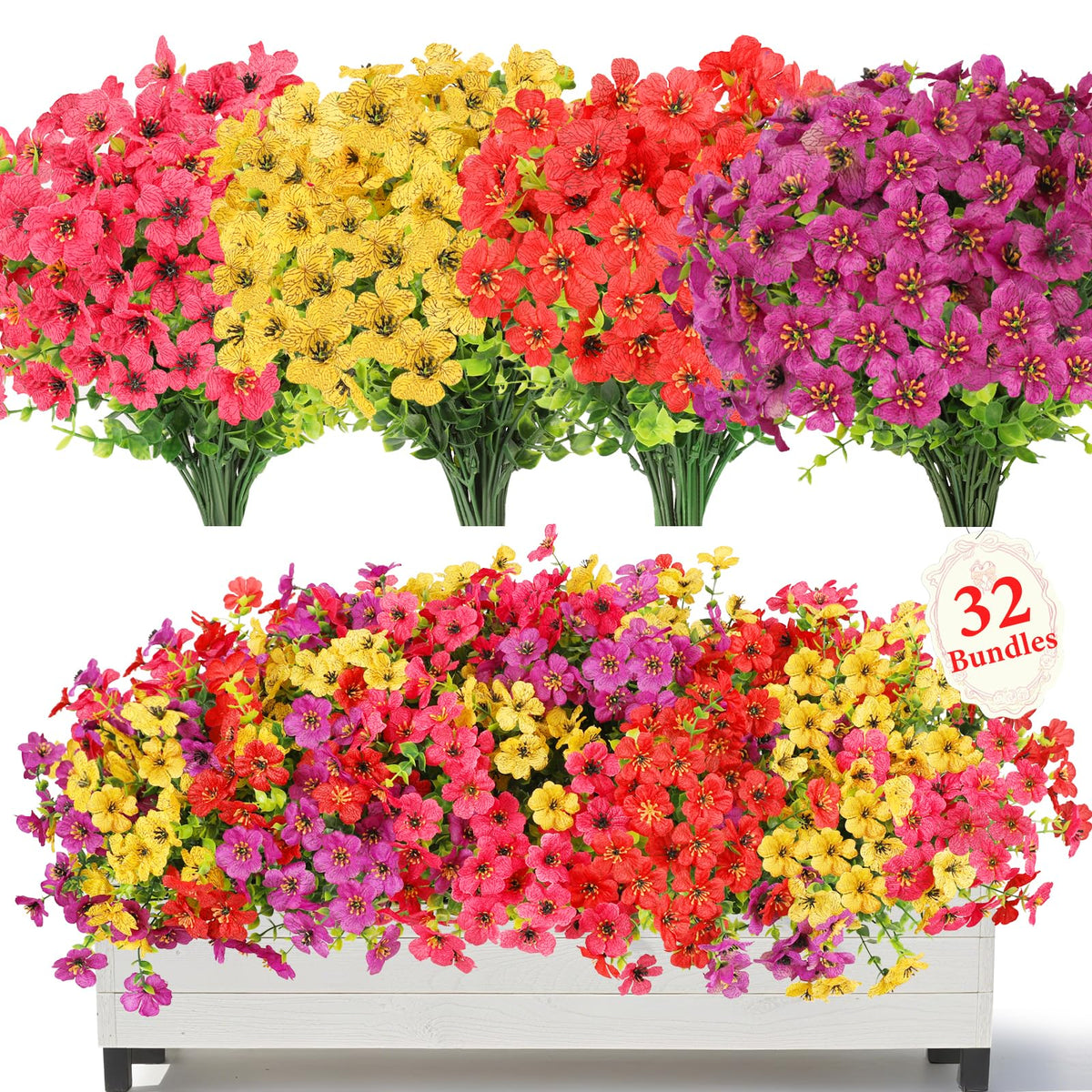 SAEUYVB red outdoor flowers with violets and eucalyptus for year-round porch decor