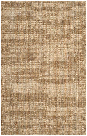 SAFAVIEH NF447A natural brown jute rug seen in full room view for scale.
