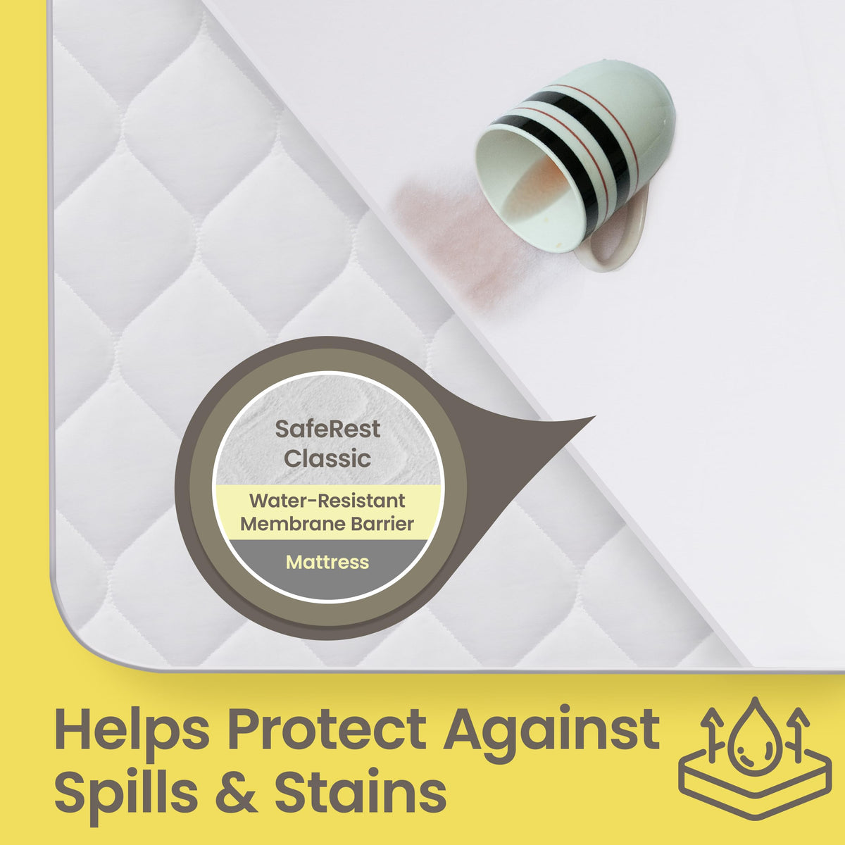 SafeRest absorbent breathable king protector shown on a king mattress