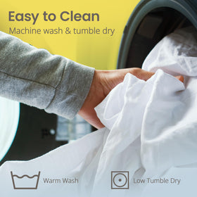 SafeRest machine-washable label indicates easy care and lasting protection.
