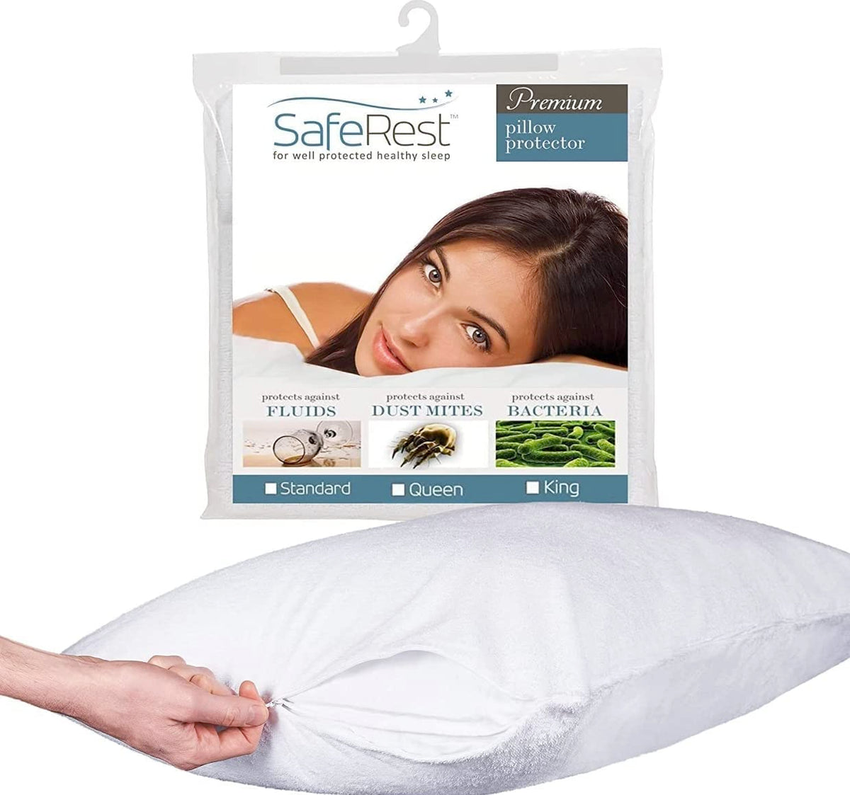 SafeRest pillow protector pack 2 king size guards pillows in dorm rooms.