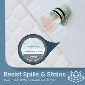 SafeRest soft cotton terry surface provides cooling comfort and quiet nights