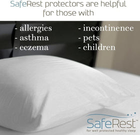 SafeRest waterproof pillow cover stays quiet for undisturbed sleep.