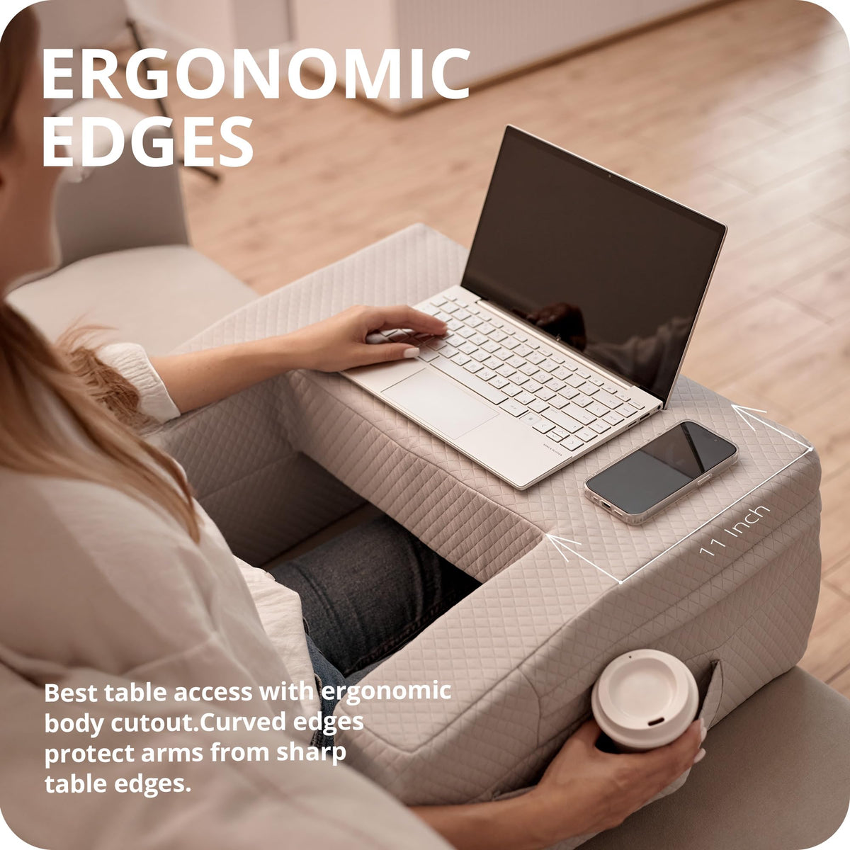 SafeSprings laptop pillow side pockets keep essentials within reach