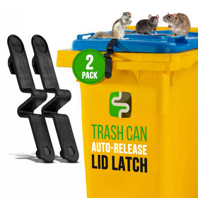 SafeWaste Push Clip Lock on bin lid shows easy installation for outdoor security.