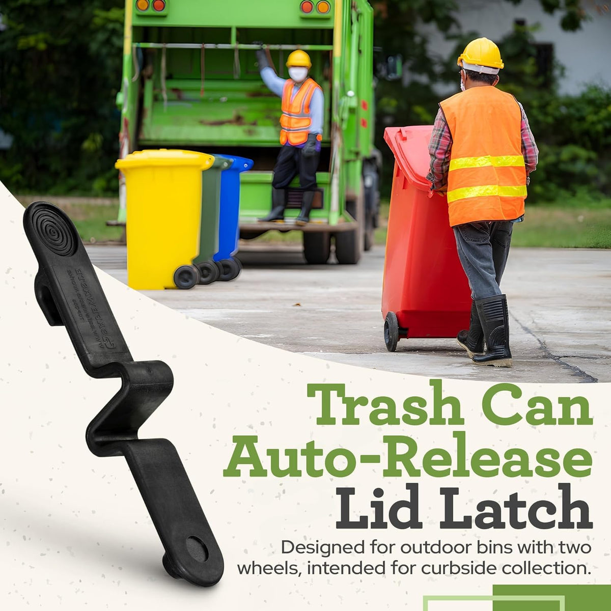 SafeWaste lid-closed application emphasizes animal-proof protection for curbside bins.