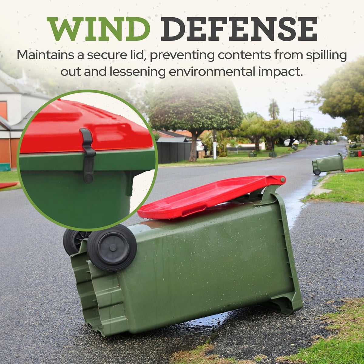 SafeWaste durable thermoplastic lock withstands extreme temperatures for reliable performance.