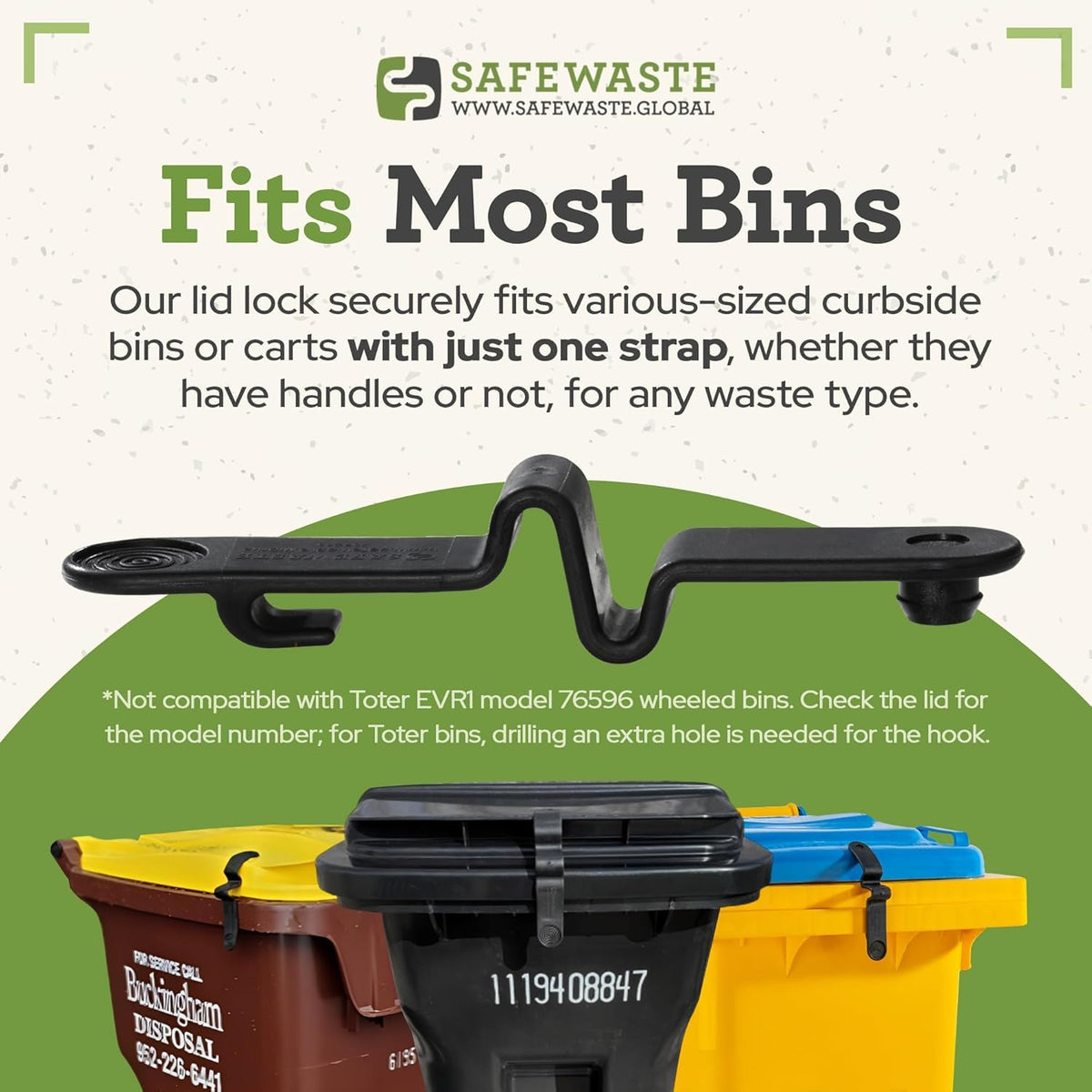SafeWaste one-piece design reduces lost trash incidents at the source.