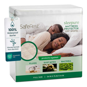 SafeRest Sleepure waterproof mattress protector with bamboo viscose surface delivers breathable protection.