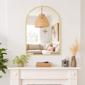 SageNest bedroom dresser arch mirror adding ambience and reflected light