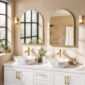 SageNest entryway gold arch mirror greeting guests with stylish appeal