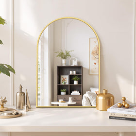 SageNest living room arch mirror decor creating a modern focal point