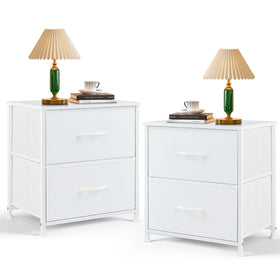 SageNest 2-drawer nightstand with wooden top and fabric bins for organized bedside essentials