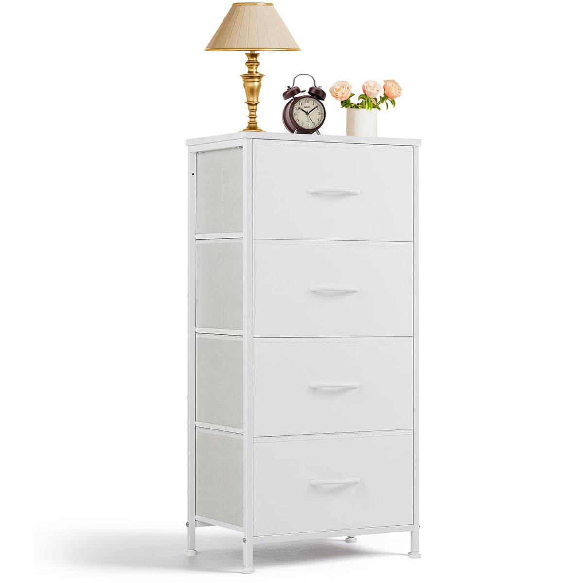 SageNest nightstand with 4 drawers and wooden top for compact bedroom storage