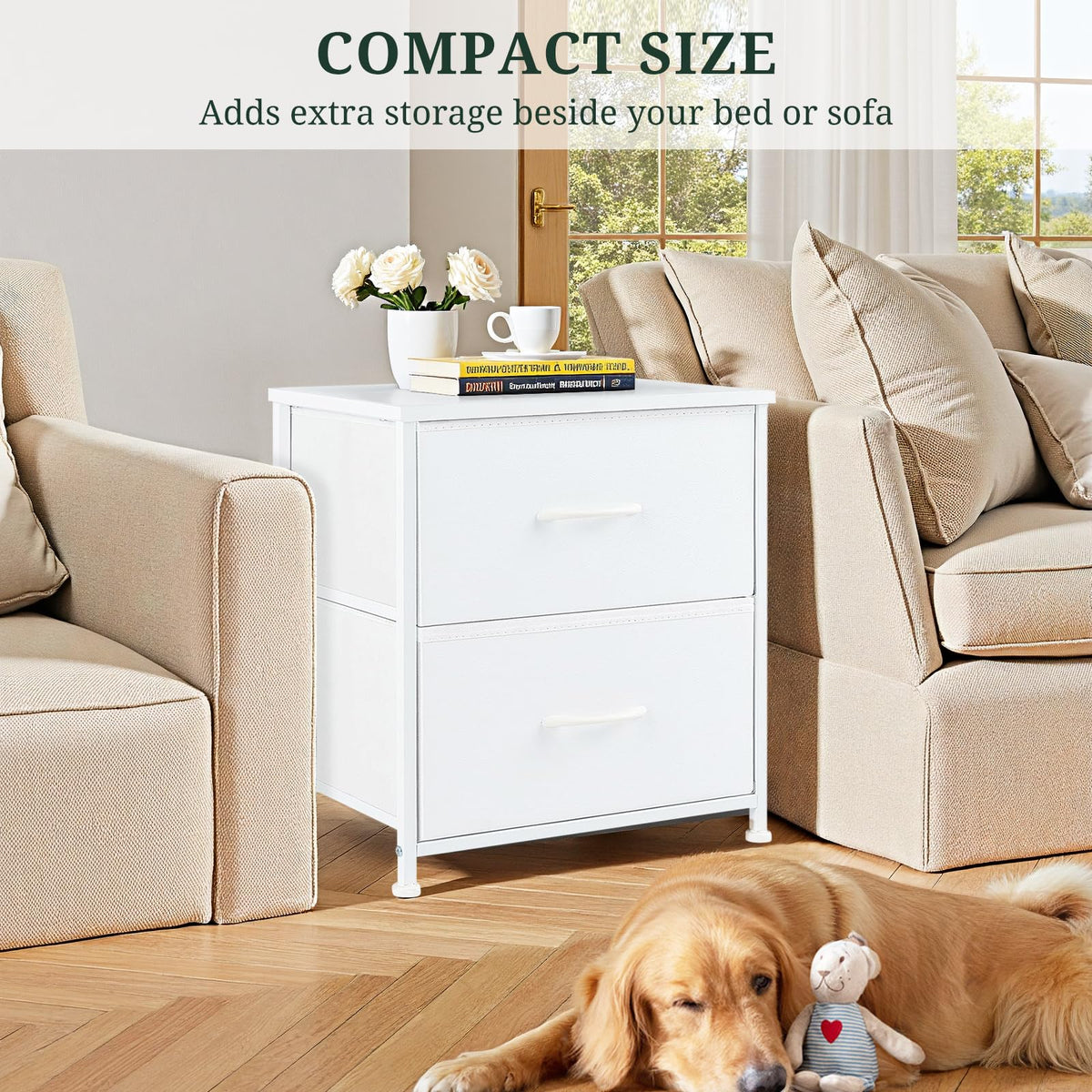 SageNest nightstand compact size fits small spaces.