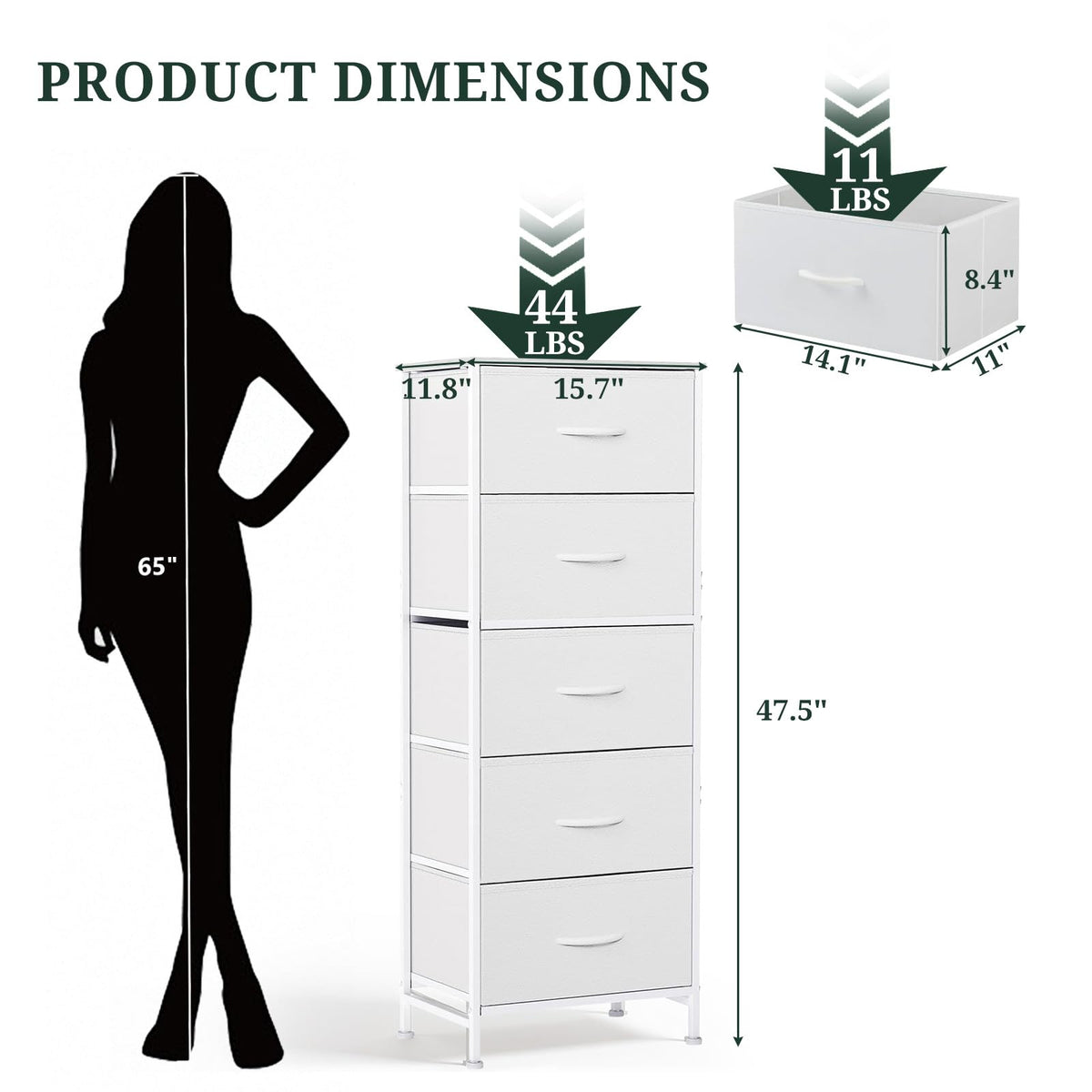 SageNest nightstand five fabric drawers keep clothes organized