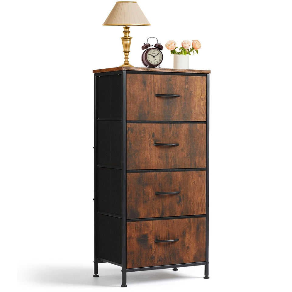 SageNest nightstand with four drawers and wooden top keeps clothes organized