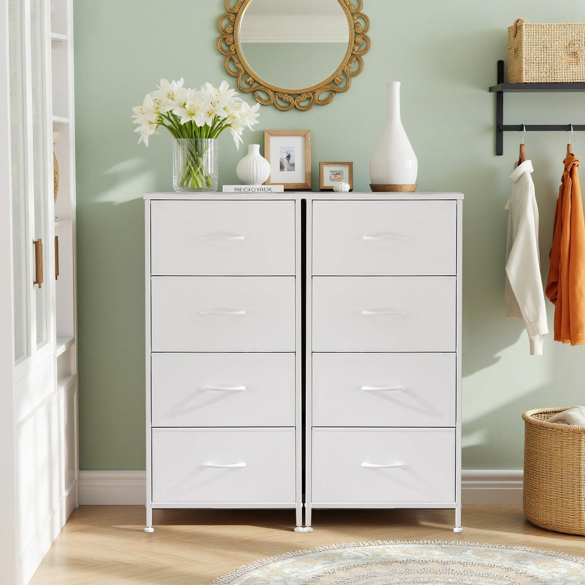 SageNest nightstand steel frame and fabric drawers designed for durable daily use