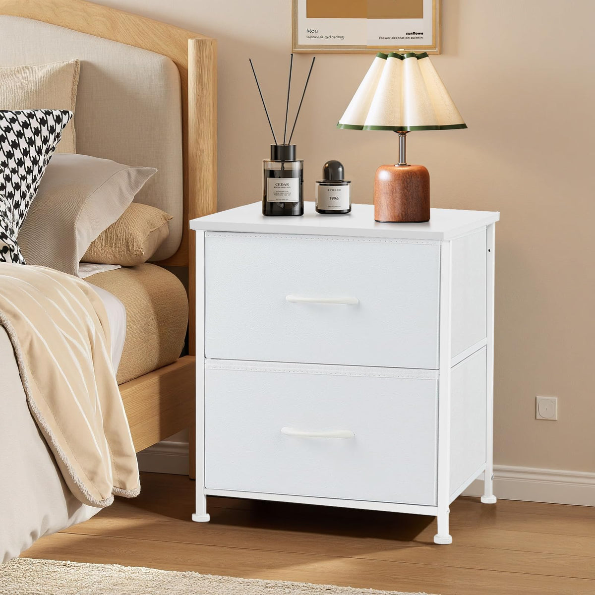 SageNest sturdy nightstand with steel frame supports daily bedroom use