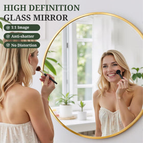 SageNest round vanity mirror with HD shatterproof glass delivers crystal-clear reflections.