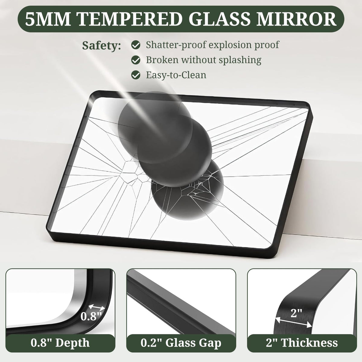 SageNest wall-mounted anti-rust mirror for durable bathroom display.