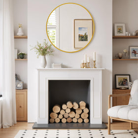 SageNest wall-mounted round mirror shows a circular design for versatile spaces.