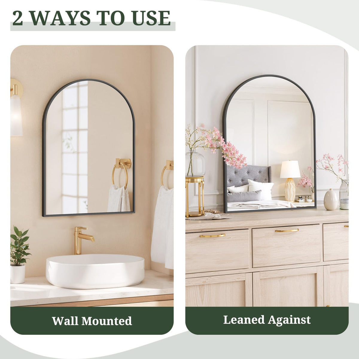 SageNest wall-mounted vanity mirror with HD glass for crystal-clear reflections.