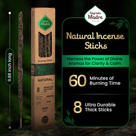 Sagrada Madre frankincense incense sticks close-up highlighting natural ingredients.