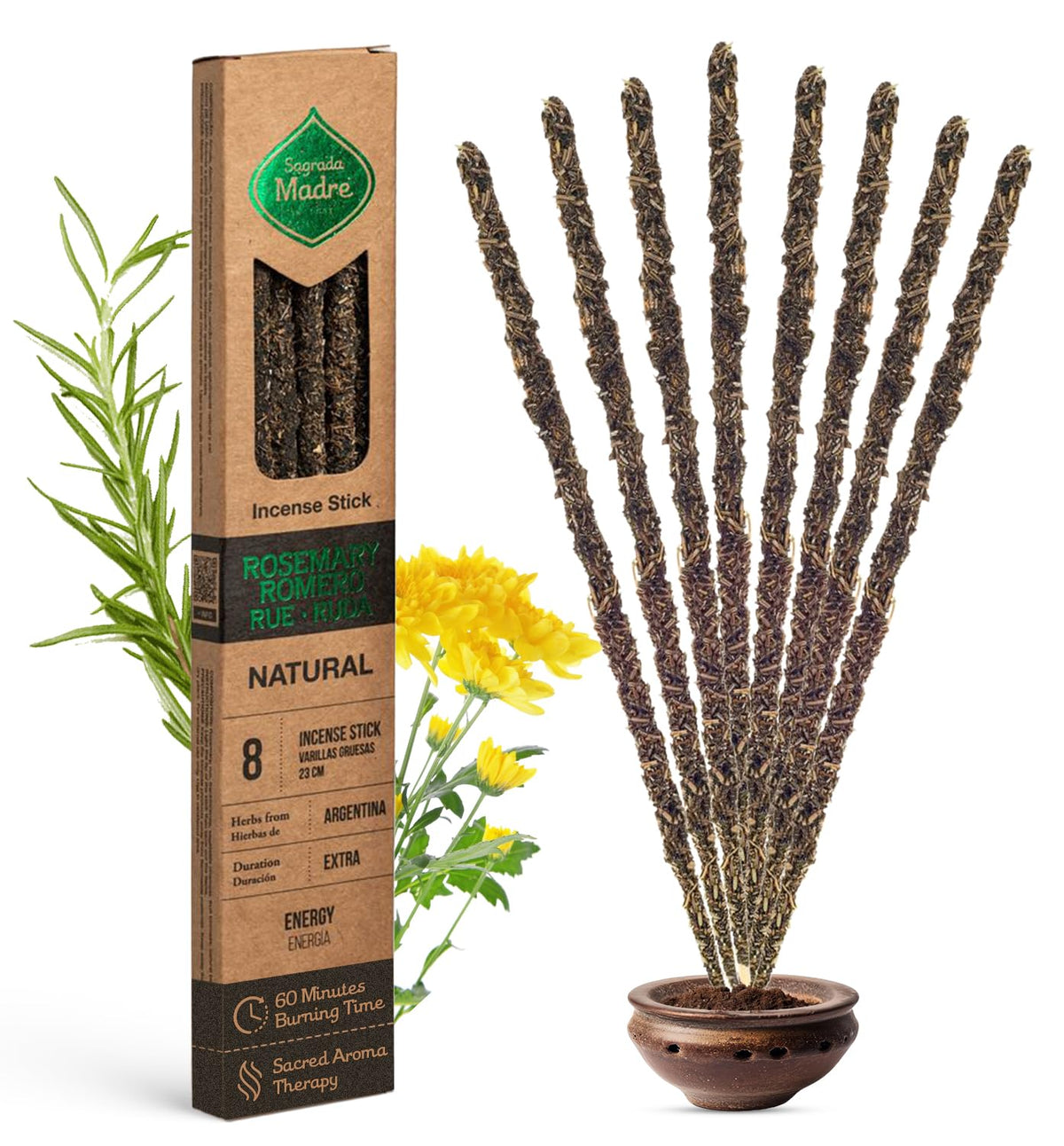 Sagrada Madre Rue Rosemary Frankincense sticks pack for protective, cleansing atmosphere.
