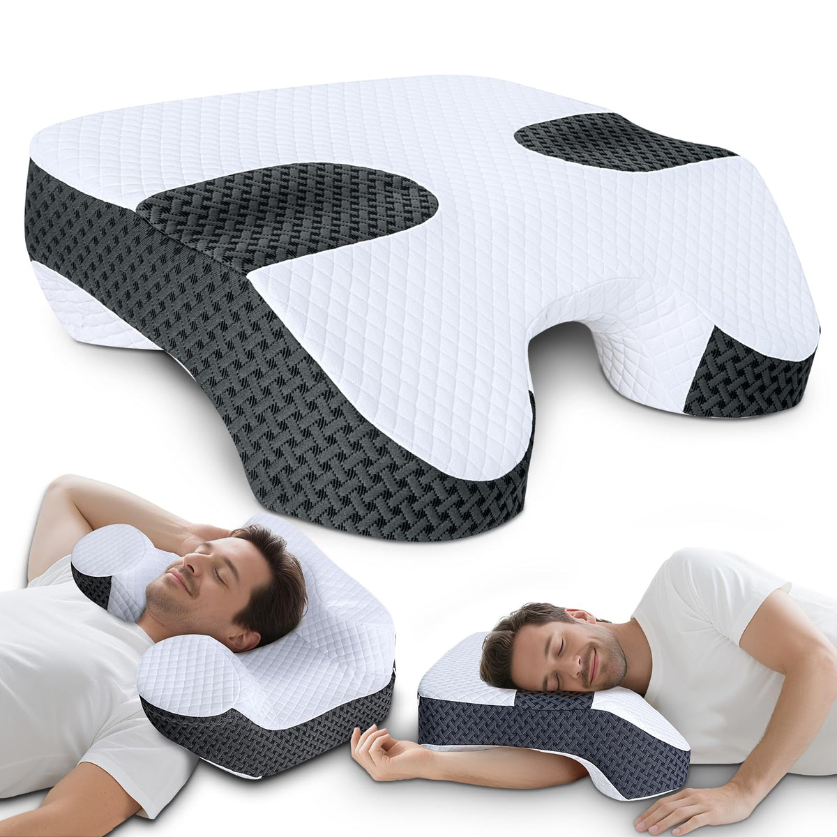 SAHEYER side sleeper pillow with arm holes supports shoulder comfort during side sleep.