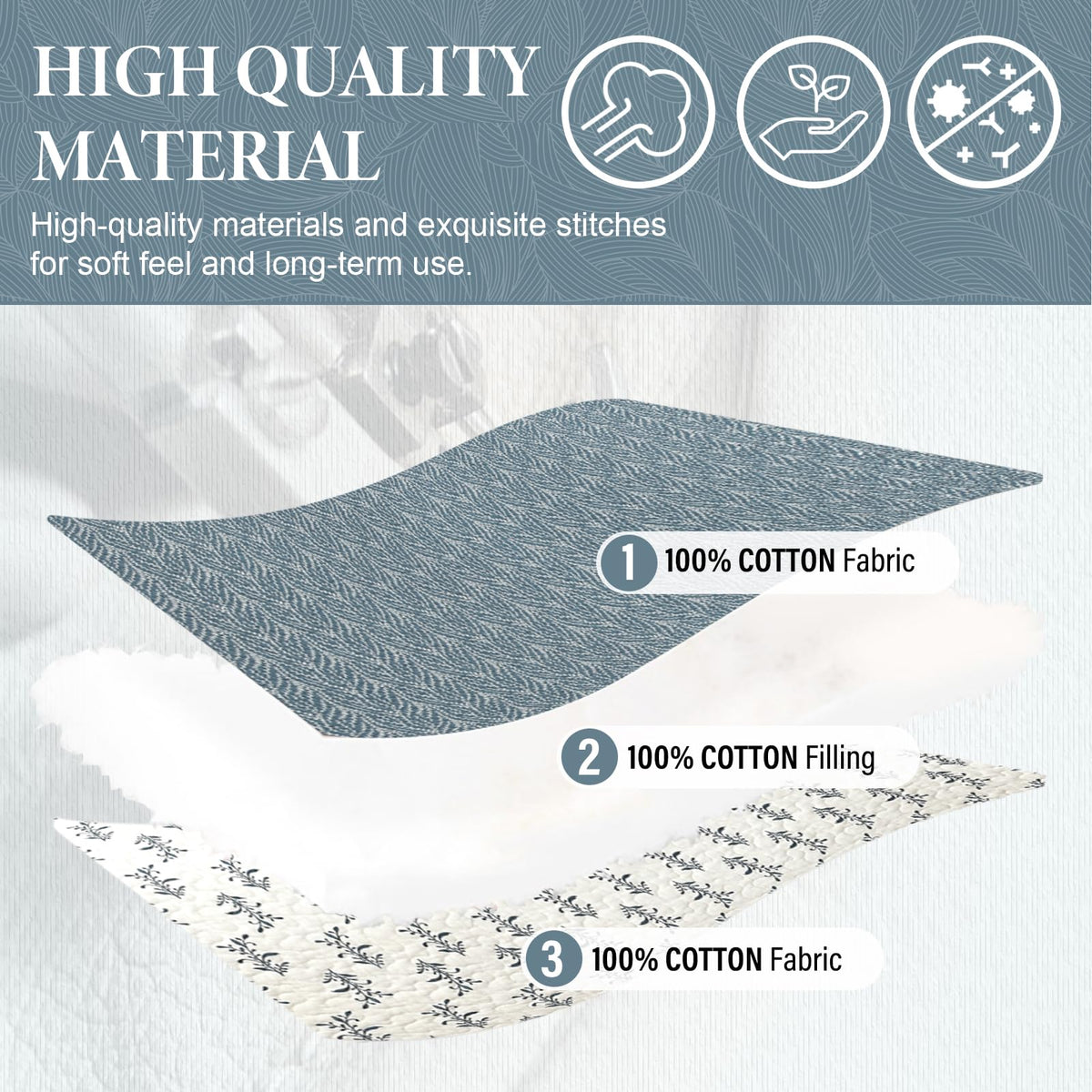 SahSahCasa natural cotton filler provides soft breathable warmth.