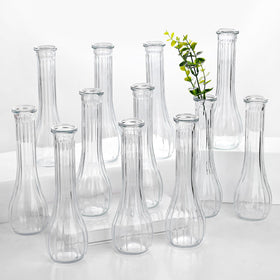Saiguomi glass bud vase set with ribbed texture for elegant centerpieces